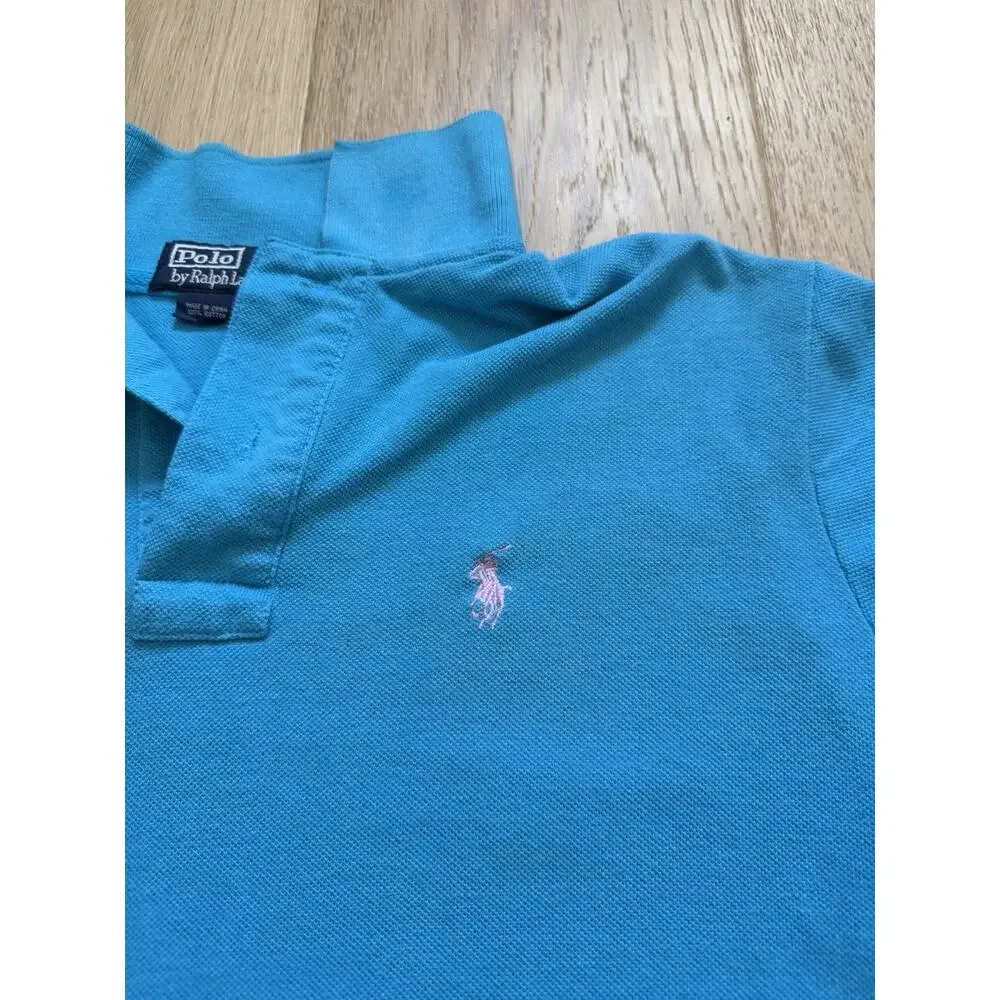 Polo Ralph Lauren Men's S Cotton Polo Shirt Turquoise Solid Pink Pony Logo Golf